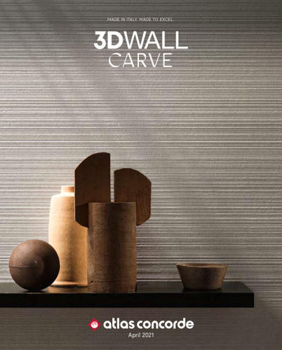 Copertina del catalogo Atlas Concorde 3D Wall Carve con composizione di forme in legno
