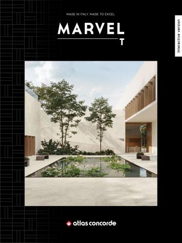 Copertina del catalogo Atlas Concorde Marvel T con patio e pavimento effetto pietra chiara