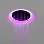 Soffione doccia circolare a incasso con illuminazione colorata a soffitto