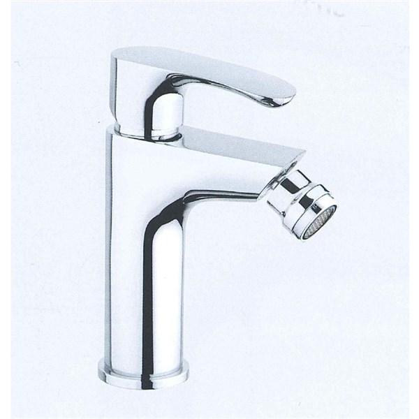 Miscelatore monocomando cromato per bidet su fondo chiaro
