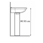 Disegno tecnico con la quota di altezza di installazione di un lavabo