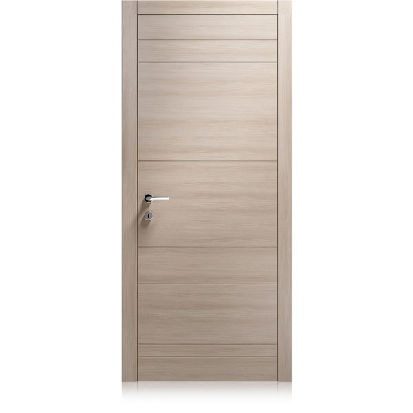 Porta per interni in laminato effetto legno chiaro con maniglia cromata